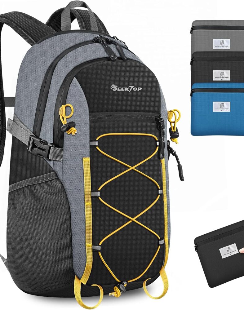 Seektop Packable Waterproof Hiking Backpack, 20L Lightweight Daypack | Tear-Resistant Nylon Material, Multi-Compartment Storage, Ultralight Small Foldable Travel Hiking Daypack for Men & Women
