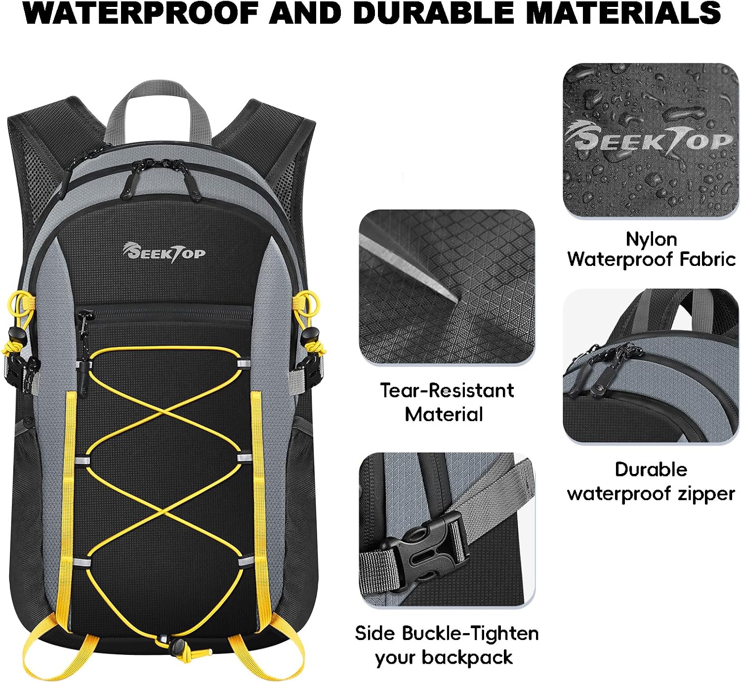 Seektop Packable Waterproof Hiking Backpack, 20L Lightweight Daypack | Tear-Resistant Nylon Material, Multi-Compartment Storage, Ultralight Small Foldable Travel Hiking Daypack for Men & Women - Image 2