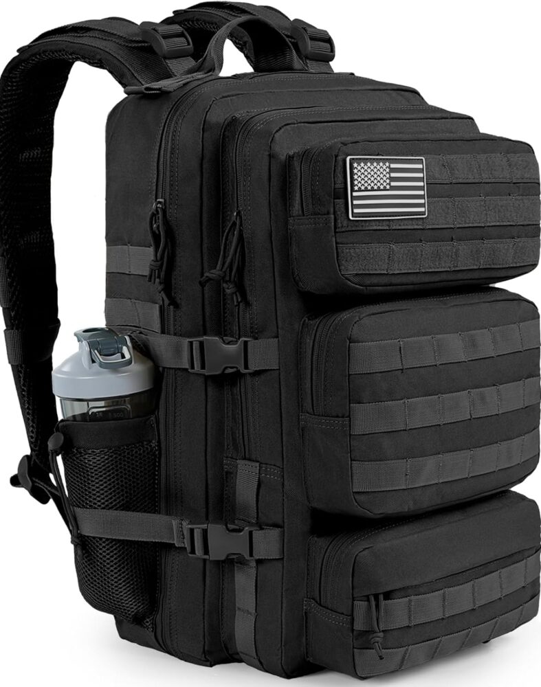 50L Military Tactical Backpack Large Day Backpack for Men Molle Army 3 Days Assault Pack Bug Out Bag Water Resistant and Heavy Duty Hiking Treeking Rucksack - Black